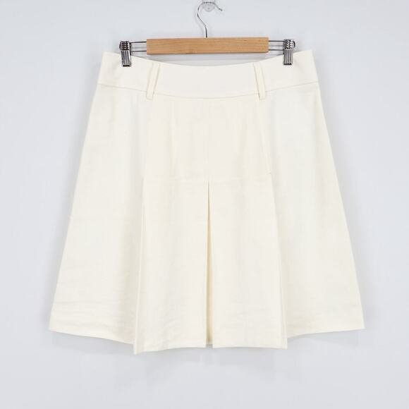 J.Crew Pleated Knee Length Stretch Linen Blend Skirt Ivory Size 8 NWT - Picture 7 of 9